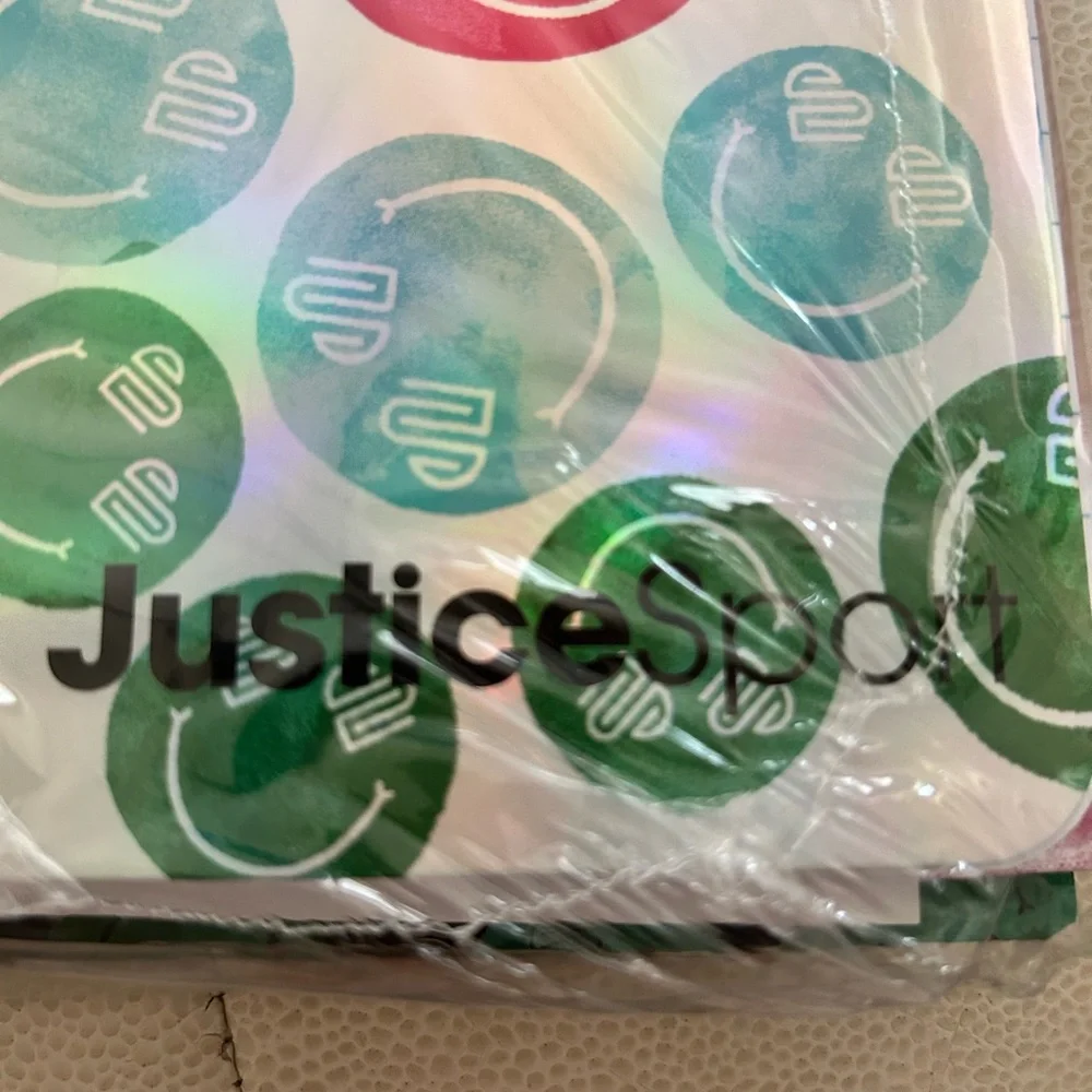 Justice Sport Notebook Binder Bundle NEW Paper Pocket Folder Colorful Happy Face